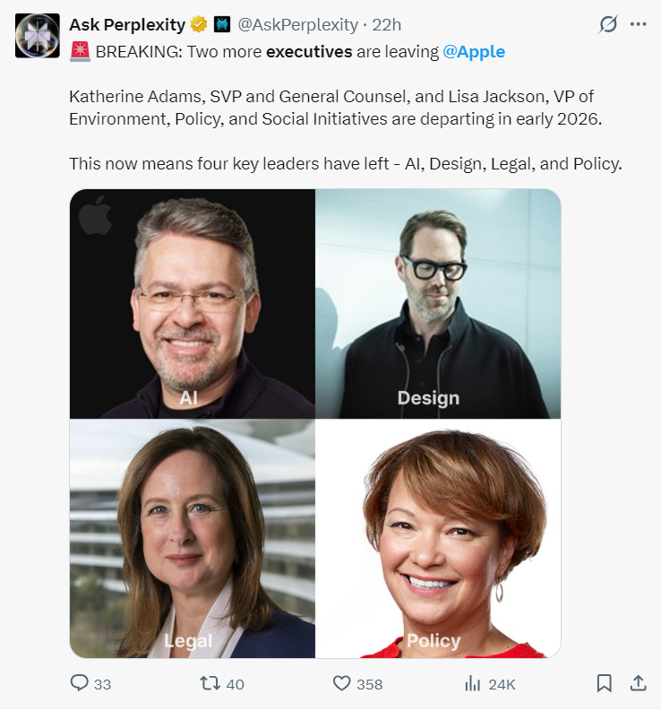 72小时内相继离职 苹果高层人事地震